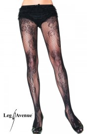 Leg Avenue 9775 Collant en Dentelle en Mailles Micro avec Motif Roses et Jacquar