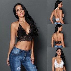 Dear-lover 250018 Sheer Scalloped Lace Halter Bralette Top