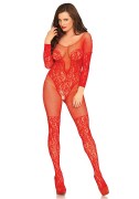 Leg Avenue 89190 Ouvert Bodystocking aus Spitze und Netz mit langem Arm