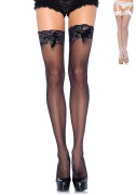 Leg Avenue 1912 Sheer Lace Top Thigh Highs with Satin Bow Accent