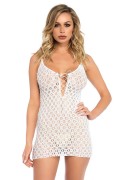 Leg Avenue 8316 2 PC. Lace mini dress with lace up front and G-s