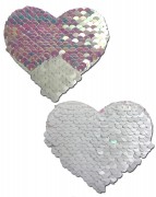 Pastease® Love: Pearl & White Color Changing Sequin Heart Nipple Pasties