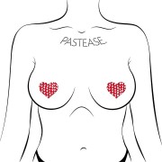 Pastease® Petites: Zwei Paar kleine rote Herzen mit weißen Herzen Nipple Pasties