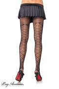 Leg Avenue 9932 Opaque Pantyhose with Sheer Faux Lace Up Back Panel black