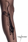 Leg Avenue 9314 Tiger Tattoo Sheer Pantyhose with Rhinestone Eyes