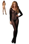 Leg Avenue 8297 Sheer Long Sleeved Scoop Neck Bodystocking