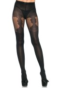 Leg Avenue 7132 Spandex Opaque Tights with Woven Floral Garter Detail